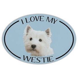 Oval Dog Breed Picture Car Magnet - I Love My Westie (West Highland Terrier)