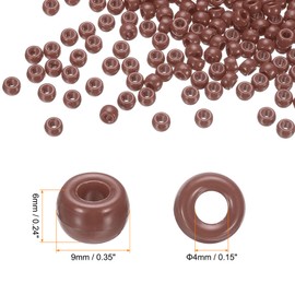 HARFINGTON 1000Pcs Brown Pony Beads 6x9mm Acrylic Bulk Plastic Barrel Bead for Necklace Key Chain Jewelry Making Earring Hair Braiding