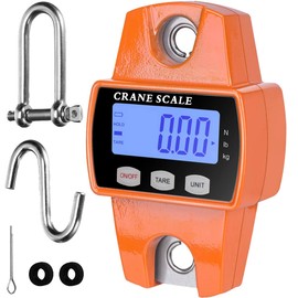 NEBYWOLD 660lb/300kg Digital Crane Scale - Compact LCD Handheld Hanging Scale for Garage, Farm, Hunting, Fishing & More(300kg/Aluminium Alloy Shell/Orange)