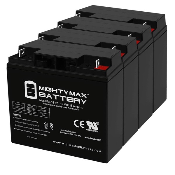 Mighty Max Battery ML18-12 - 12V 18AH Battery Replaces PS-12180 BP17-12 LCRD1217P ES17-12 D5745-4 Pack