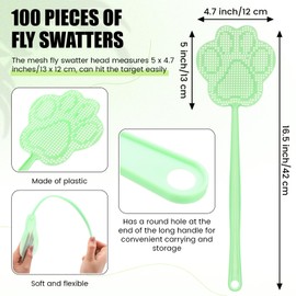 WILLBOND 100 Pieces Fly Swatter Heavy Duty Colorful Strong Flexible Manual Fly Swat Set and Mosquitoes Swatting Durable and Flexible Fly Swatters Set