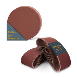 POWERTEC 4x36 Sanding Belts & 6 Inch PSA Sanding Discs Set, 25PK, Aluminum Oxide 3 Each of 40/80/120/150/240 Sanding Belt + 6 Inch 80 Grits Adhesive Sandpaper for Benchtop Belt & Disc Sander (110292)