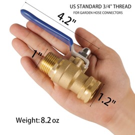 BILAL Heavy Duty Garden Hose Shut Off Valve with Long Handle, High Flow Hose Ball Valve 3/4" GHT Brass Water Valve Shutoff Tool with Rubber Washers, Garden Hose Connector Adapter Fittings (1 Pack)
