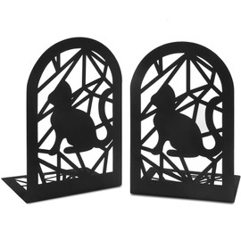 Cute Black Cat Bookends Hollow-Out Kitty Bookends Shelves Cat Book Ends Book Stands Journal Book Organizer CD Holder Office Home School Bookends for Back to School Student Kids Gift,1 Pair