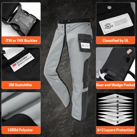 YARDMARIS Chainsaw Chaps Technical 8 Layers Chainsaw Pants Class B for Chainsaw Users