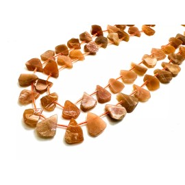 Perfect Gems Natural Peach Moonstone Teardrop Pear Smooth Polished Gemstone Beads - PGS172