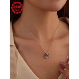 Ymeiselle S925 Sterling Silver Women Pendant Necklaces 18k Gold Plated Choker Necklace with Cubic Zirconia, Elegant Jewelry Gift for Girlfriend, Wife, Mother’s Day, Birthday, Christmas, Weddings