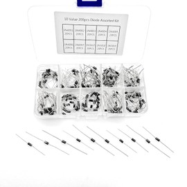 JZK 200 pcs Rectifier Diodes and Schottky Diodes kit, 10 Values 1N4001 1N4002 1N4003 1N4004 1N4005 1N4006 1N4007 1N5817 1N5818 1N5819, diodes Assortment Kit