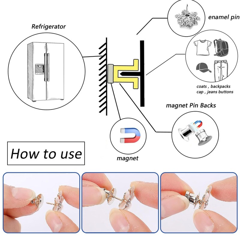 Wzenclave 12 Silver Magnetic Pin Backs Convert Enamel Pins to