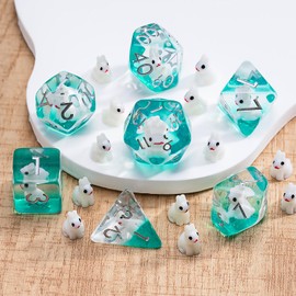 Resin Rabbit DND Dice Set, Polyhedral D&D Dice Animal Inclusion Dice for Dungeons and Dragons MTG RPG Board Games for 15 Years and Up