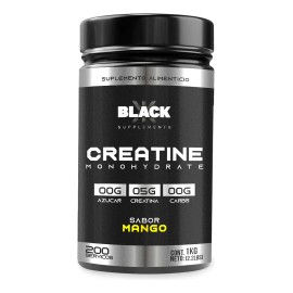 Creatina Monohidratada Black Supplements 1kg 200 Servicios Mango