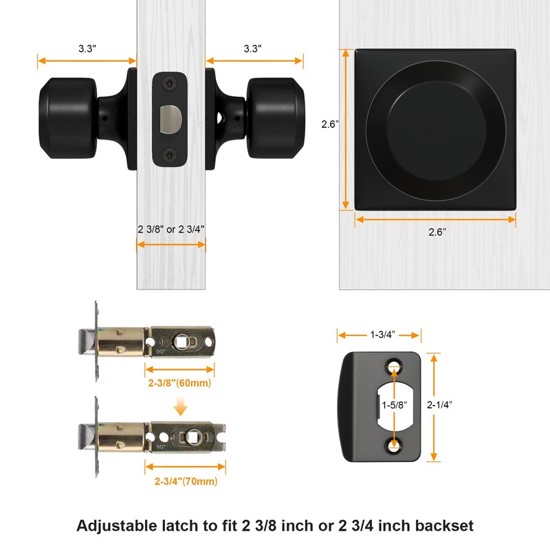 goldenwarm 6 Pack Matte Black Closet Door Knobs, Interior Passage