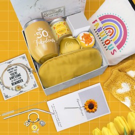 WULAIHO 50th Birthday Gifts for Women, Happy 50thBirthday Basket Gifts Box for Her Daughter Sister Girlfriend, Tumblers Gifts Set for 50 Year Old Women,Funny 50 Birthday Gifts Ideas