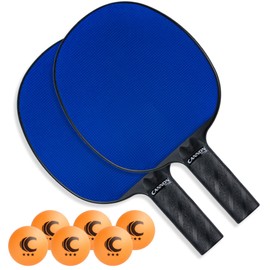 Cannon Sports Unbreakable Table Tennis Paddles with Rubber Face (2 Rubber Face Royal Blue Paddles + 6 Orange Balls)