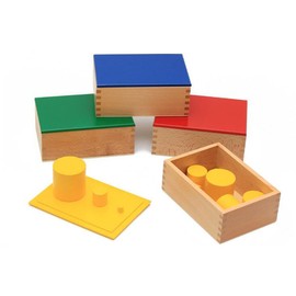 New Sky Enterprises Montessori Sensorial Material Knobless Cylinders Kids Wooden Toy (Set of 4) Early Development Tool for Toddlers Wooden Blocks