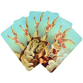 Religious Gifts Laminated Saint Michael Holy Card with Gold Embossed Medal and Highlights, Pack of 5