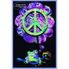 Mushroom Peace Frog - Flocked Blacklight Poster - 23" x
