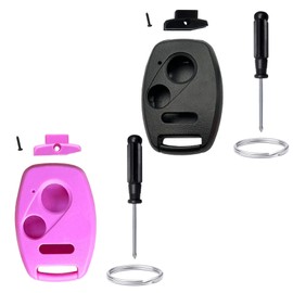 WENHENI Replacement Key Fob Shell Case Fits for Honda Accord/Civic/CR-V/Fit/Odyssey/Pilot/Ridgeline/CR-Z Keyless Entry Remote Key Fob Cover (3Buttons 1Black+1Pink)