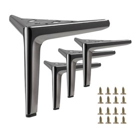 SWTOOL 6 Inch Gun Black Metal Furniture Legs Heavy Duty Triangle Furniture Feet DIY Modern Replacement Legs for Cabinet Sofa Couch Chair-Set of 4