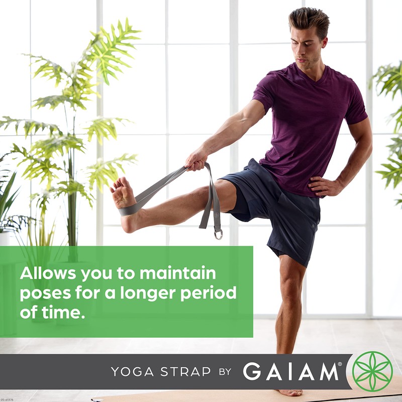 Gaiam Yoga Strap 8ft Stretch Band with Adjustable Metal D-Ring