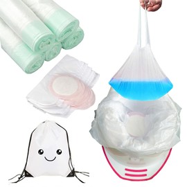80 Potty Liners, Includes - 30 Disposable Travel Potty Liners with Absorbent Pads and 50 Potty Bags, Packaged in a Backpack for Potty Training.