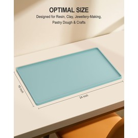 NPOOYI Silicone Art Mat for Crafts, 16" x 24" Waterproof Non-Slip Painting Mat for Kids with Raised Sides, Protects Surfaces Perfectly for Crafts, Legos, Slime, Resin, Paint & Jewelry-Making, Blue