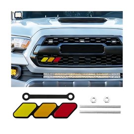 Car Grille Decor Badge, Tri-Color Vehicle Grille Badge Emblem Insert Trims, Automotive Exterior Body Decoration Accessories, Universal for SUV Automob