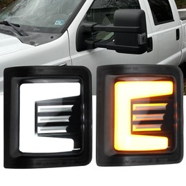 KIYDAOT LED Dynamic Switchback Side Mirror Turn Signal & Running Light Replacement for 2008-2016 For’d F250 F350 F450 F550 Super Duty Day Running Lamp and Side Marker Turn Signal
