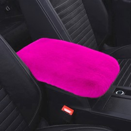 6pcs in 1 Set Soft Fluffy Car Steering Wheel Cover Faux Wool Auto Center Armrest Cove & Gear Shift Cover & Handbrake Cover & 2pcs Seat Belt Shoulder Pads Warm Winter Universal Fit for 15 Inch