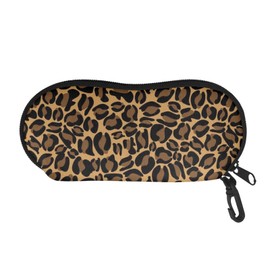 STUOARTE Ladies Girls Glasses Case Bag with Black and Brown Leopard Animal Print Women Outdoor Camping Hiking Beach Sunglasses Pouch Bag