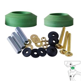 Kit universal de pernos y juntas de tanque a tazón, junta de tanque a inodoro de 2 pulgadas, kit de reparación de inodoro de latón macizo con 2 juntas para la mayoría de tanques de inodoro de apertura
