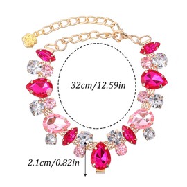 Hpmjz Pink Chain Dog Collar Bling Diamonds Cat Necklace Crystal Glitter Dog Chain Adjustable Rhinestone Collar for Small Medium Pets Cats Dogs Kitten Puppy Cute Dazzling