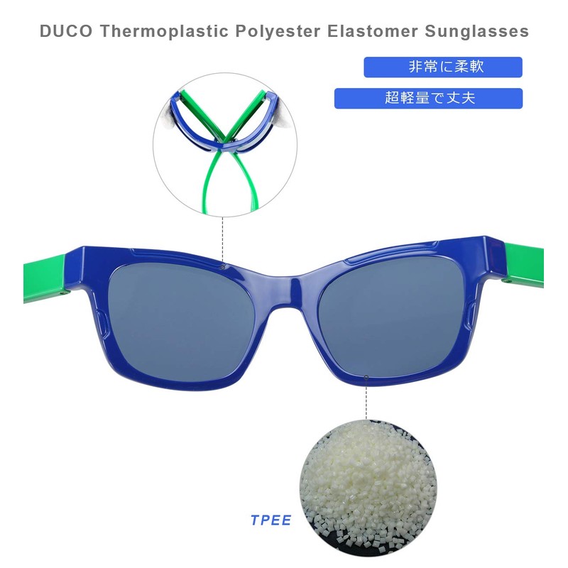 DUCO Kids' Sunglasses, Polarized UV Protection, Super Lightweight Frame, K019-blue