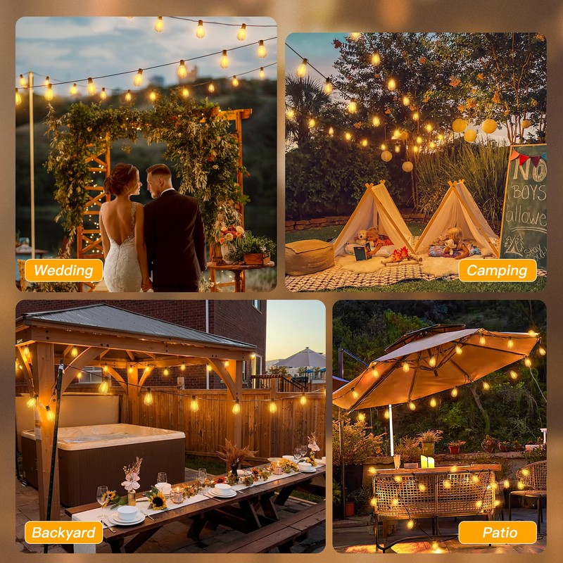 Ollny S11 100FT Outdoor String Lights with Remote, Plug in