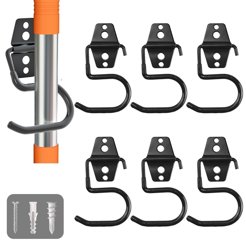 LIGHT DUST Broom Holder Wall Mount - 6 Pack Tool