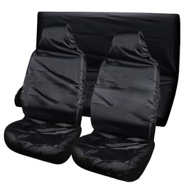 Front & Rear Car Seat Cover, Heavy Duty Waterproof Pet Dog Protector, Universal Seat Cover Fit for Cars Trucks SUV, Black