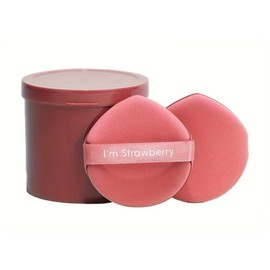 Makeup puff (including case), 1 set, strawberry pink water drop type / 메이크업 퍼프 (케이스 포함), 1세트, 스트로베리핑크 물방울형