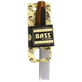 Bass Brushes Fine Tooth Metal Pet Comb with Bamboo Wood Handle