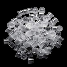 Tattoo Ink Caps, Unihuby 500Pcs Tattoo Ink Cups With Base White Clear Pigment Caps #17 Large Sizes for Tattoo Ink Tattoo Kit Tattoo Supply