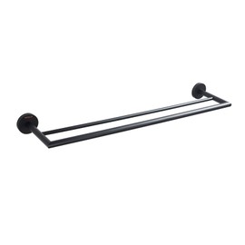 BUVELOT 077080-MB Leo Brass Bathroom Double Towel Bar Modern,Matte Black