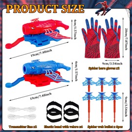 Kefyvbdj Spiderm Launcher Gloves, Set of 2 Kids Spiderm Hero Gloves, Spiderm Toy, Super Spiderm Launcher, Spiderm Net Launcher, Gloves, Super Spiderm Launcher, Gift for Children
