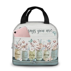 Nebcog Christian Insulated Lunch Bag Religious Lunch Box Gift for Women Inspirational Spiritual Jesus Bible Verses Lunch Bag Leakproof Reusable Cooler Tote for Office Work Picnic