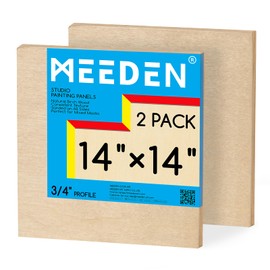 MEEDEN Unfinished Wood Canvas Board: 3/4” Deep 14x14” Wooden Canvas Panel Pack of 2 - Blank Cradled Wood Art Board for Painting