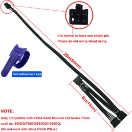 COMeap 6 Pin to 3X 15 Pin SATA Hard Drive HDD Power Adapter Cable Only for EVGA GQ Series Semi Modular PSUs 20-in(50cm)