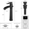 BWE Vessel Sink Faucet Waterfall Matte Black Bathroom Faucets Single