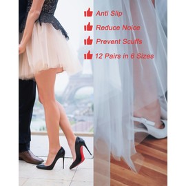 12 Heel Caps, 6 Sizes High Heel Protectors for Walking & Outdoor Weddings (Black)