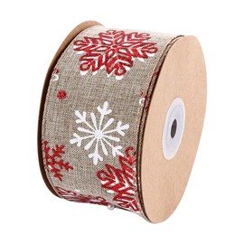 MILISTEN 1 Roll Christmas Wired Ribbon Burlap Ribbon Vintage Christmas Ribbon Fabric Ribbon for Gift Wrapping Ribbon Christmas Decoration, 10M (Snowflake)