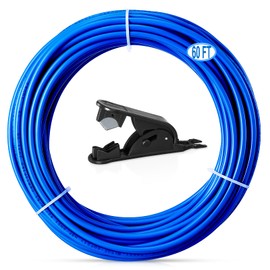 PURENAT 60FT 1/4 Inch O.D.RO Water Tubing,NSF Certified Pipe for RO(Reverse Osmosis) Water Purifier Filter System,BPA free Flexible Plastic Hose(blue)+Tube Cutter