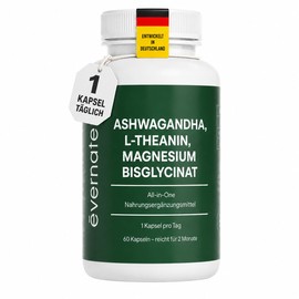 All-in-One Ashwagandha Extract 3000 mg + L-Theanine 150 mg & Magnesium Bisglycinate - To Support Relaxation, Mental Balance & Wellbeing - Laboratory Tested, Vegan (2 Months Supply)