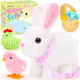 Tagitary Tagitary Plush Toys Interactive Bunny for Kids That Wiggling Ears,Hopping,Twitching Nose with Sounds,Realistic Rabbit Toy with Leash,Golden Egg,Wind Up Toys,Easter Birthday Gift for Toddlers
